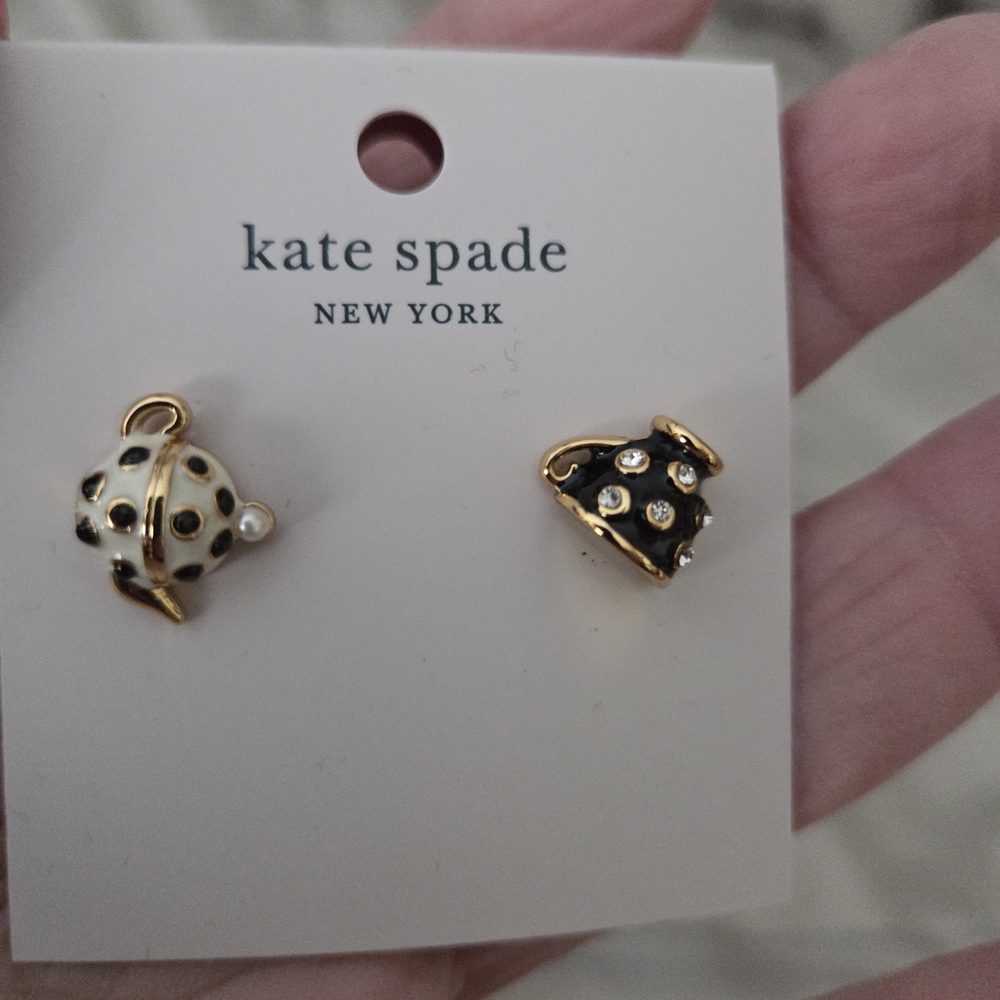 Kate Spade Gold and Black Round Earrings